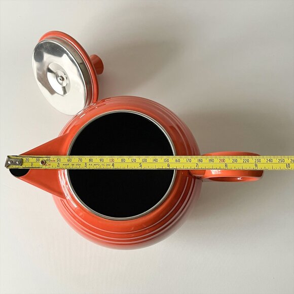 Vintage Fiesta Enamel Metal Teapot Persimmon Orange Copco Fiestaware - Picture 8 of 8